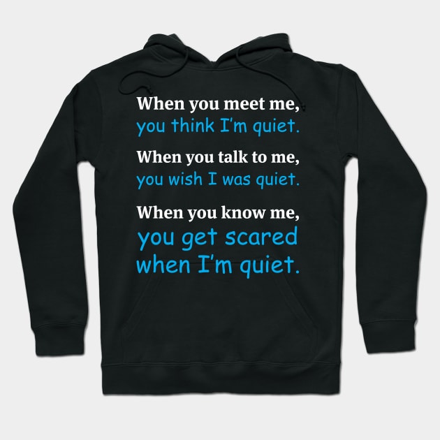 When You Meet Me You Think I'm Quiet Funny Sarcasm Sayings For Men And Women Sarcastic Gifts Hilarious Hoodie by Murder By Text